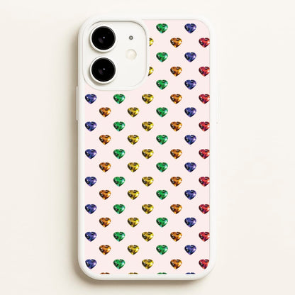 Rainbow Gem Hearts Pattern  - Patterns Phone Case for iPhone 11