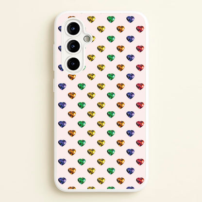 Rainbow Gem Hearts Pattern  - Patterns Phone Case for Galaxy A54