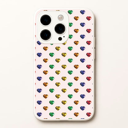 Rainbow Gem Hearts Pattern  - Patterns Phone Case for iPhone 14 Pro