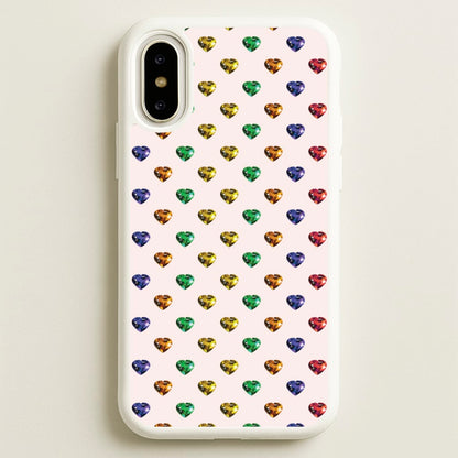Rainbow Gem Hearts Pattern  - Patterns Phone Case for iPhone X / XS