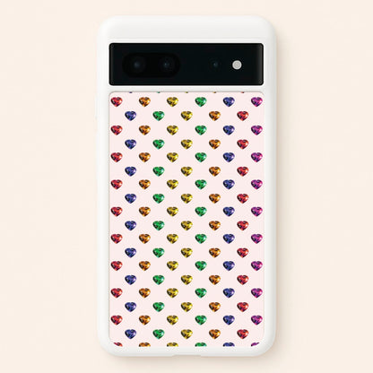 Rainbow Gem Hearts Pattern  - Patterns Phone Case for Google Pixel 7