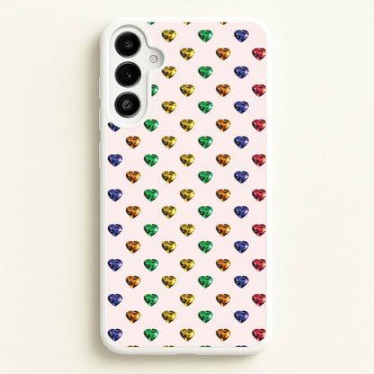Rainbow Gem Hearts Pattern  - Patterns Phone Case for Galaxy A36