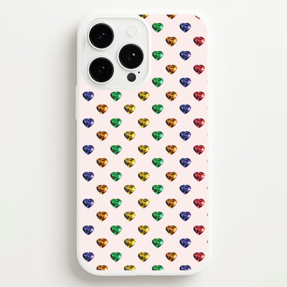 Rainbow Gem Hearts Pattern  - Patterns Phone Case for iPhone 13 Pro Max