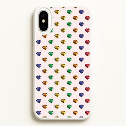 Rainbow Gem Hearts Pattern  - Patterns Phone Case for iPhone XS Max