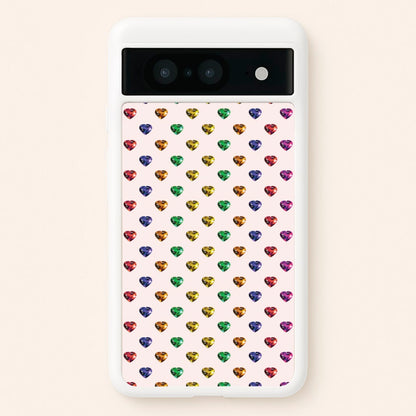 Rainbow Gem Hearts Pattern  - Patterns Phone Case for Google Pixel 8