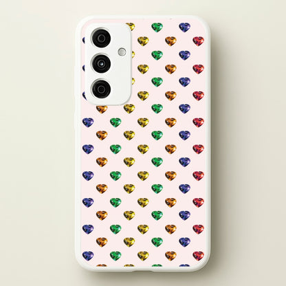 Rainbow Gem Hearts Pattern  - Patterns Phone Case for Galaxy A55