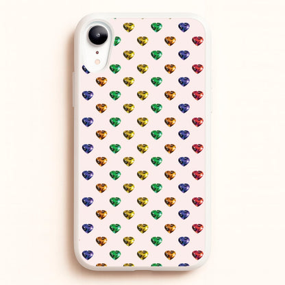 Rainbow Gem Hearts Pattern  - Patterns Phone Case for iPhone XR