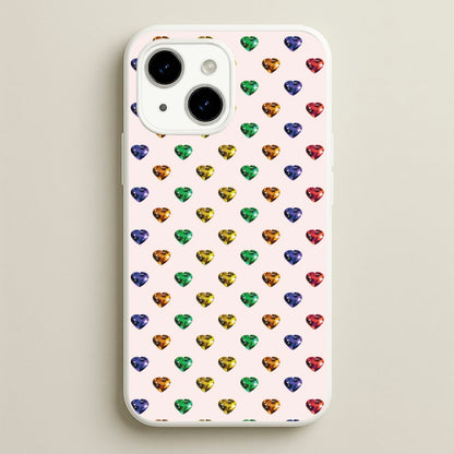 Rainbow Gem Hearts Pattern  - Patterns Phone Case for iPhone 14 Plus