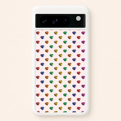 Rainbow Gem Hearts Pattern  - Patterns Phone Case for Google Pixel 8 Pro