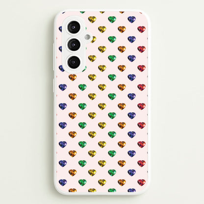 Rainbow Gem Hearts Pattern  - Patterns Phone Case for Galaxy S23FE