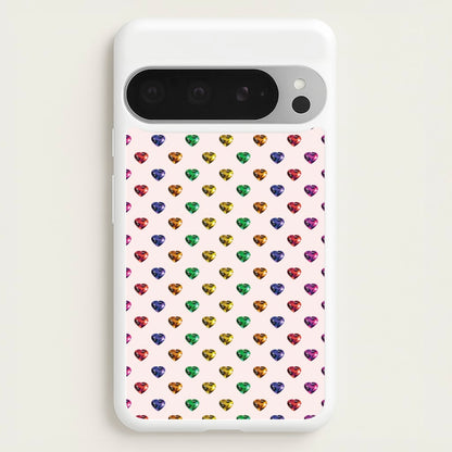 Rainbow Gem Hearts Pattern  - Patterns Phone Case for Google Pixel 9 Pro XL