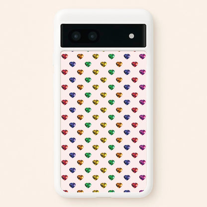 Rainbow Gem Hearts Pattern  - Patterns Phone Case for Google Pixel 7a