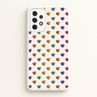 Rainbow Gem Hearts Pattern  - Patterns Phone Case for Galaxy A52 / A52s
