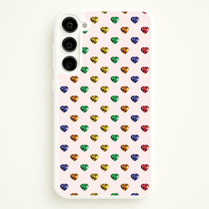 Rainbow Gem Hearts Pattern  - Patterns Phone Case for Galaxy S23