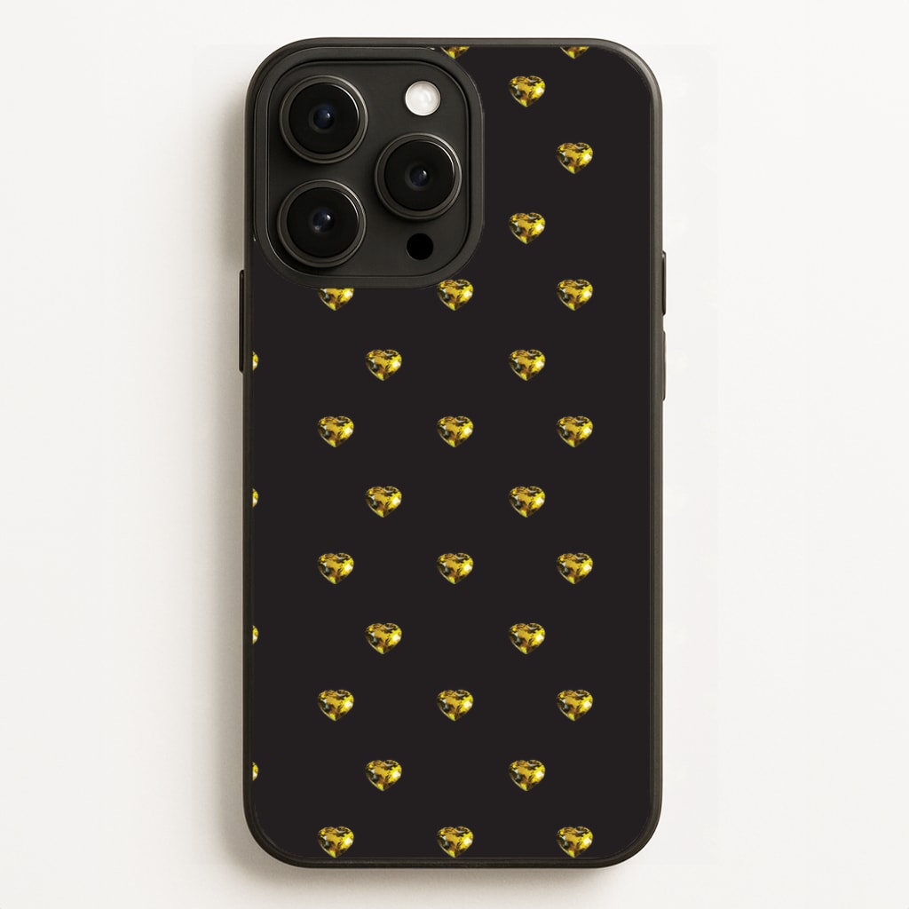 Gold Gem Hearts Pattern Phone Case