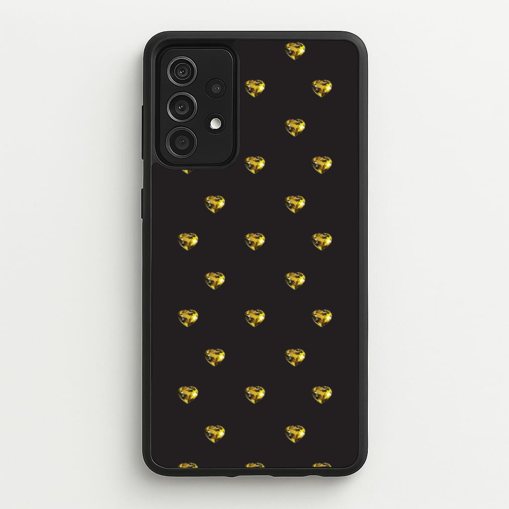 Gold Gem Hearts Pattern  - Patterns Phone Case for Galaxy A52 / A52s