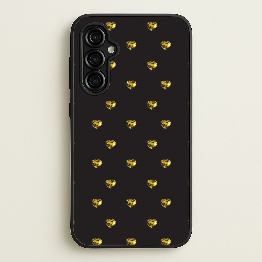 Gold Gem Hearts Pattern  - Patterns Phone Case for Galaxy A54