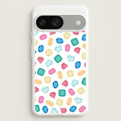 Cartoon Multicoloured Gems Pattern  - Patterns Phone Case for Google Pixel 9 / 9 Pro