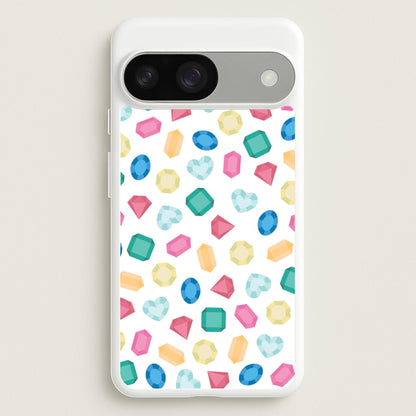 Cartoon Multicoloured Gems Pattern  - Patterns Phone Case for Google Pixel 9 / 9 Pro