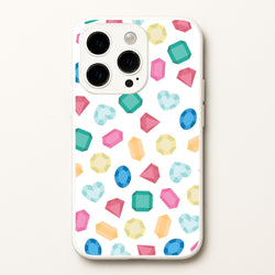 Cartoon Multicoloured Gems Pattern  - Patterns Phone Case for iPhone 15 Pro