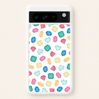 Cartoon Multicoloured Gems Pattern  - Patterns Phone Case for Google Pixel 8 Pro