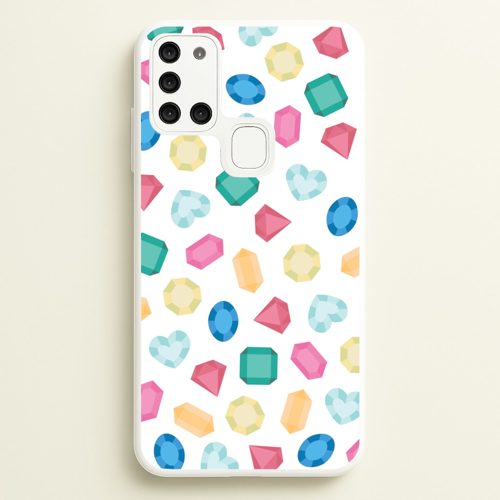 Cartoon Multicoloured Gems Pattern  - Patterns Phone Case for Galaxy A21s