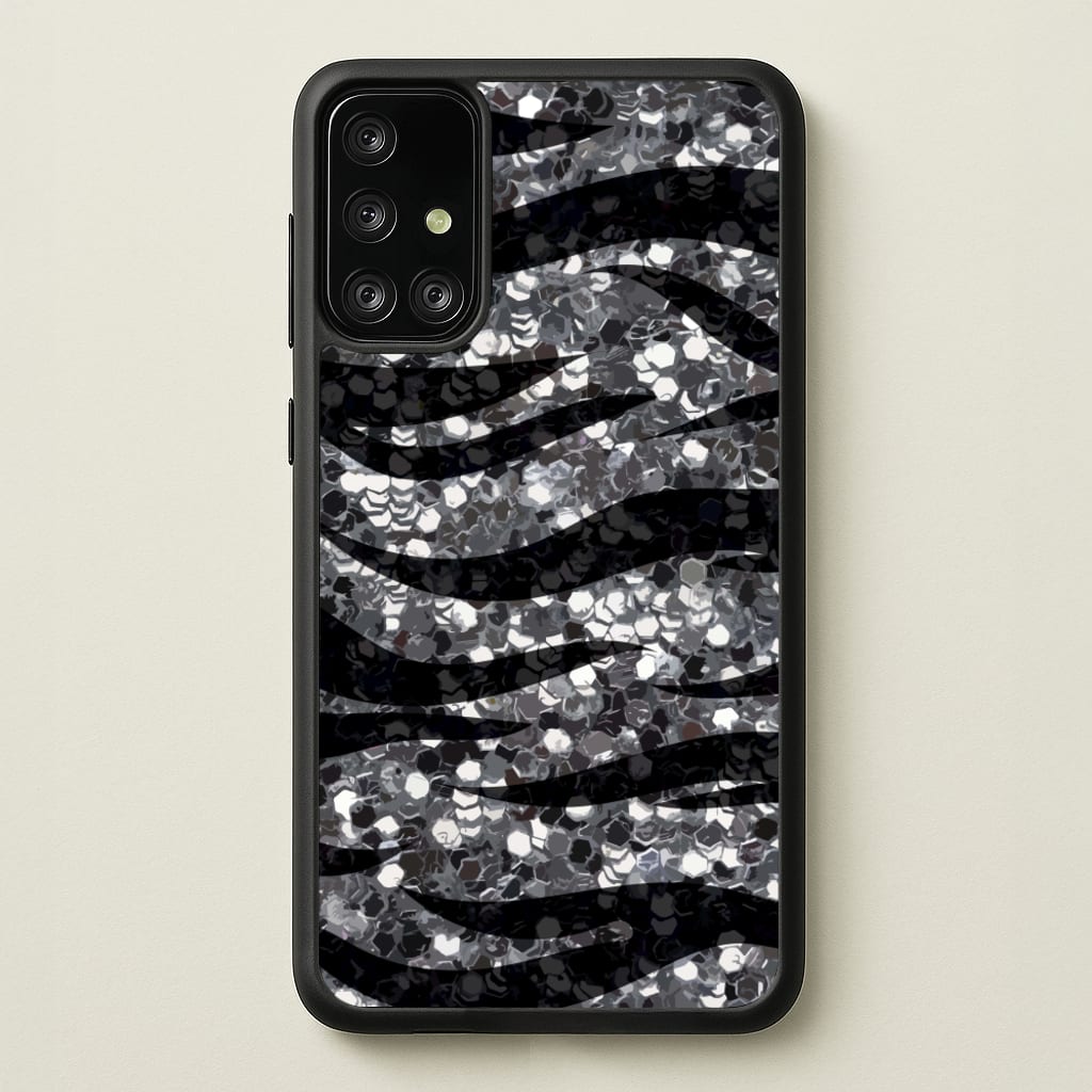 Silver Sequin Tiger Pattern  - Patterns Phone Case for Galaxy A71
