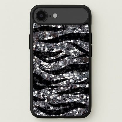 Silver Sequin Tiger Pattern Phone Case for iPhone 17 Air