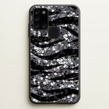 Silver Sequin Tiger Pattern  - Patterns Phone Case for Galaxy A21s