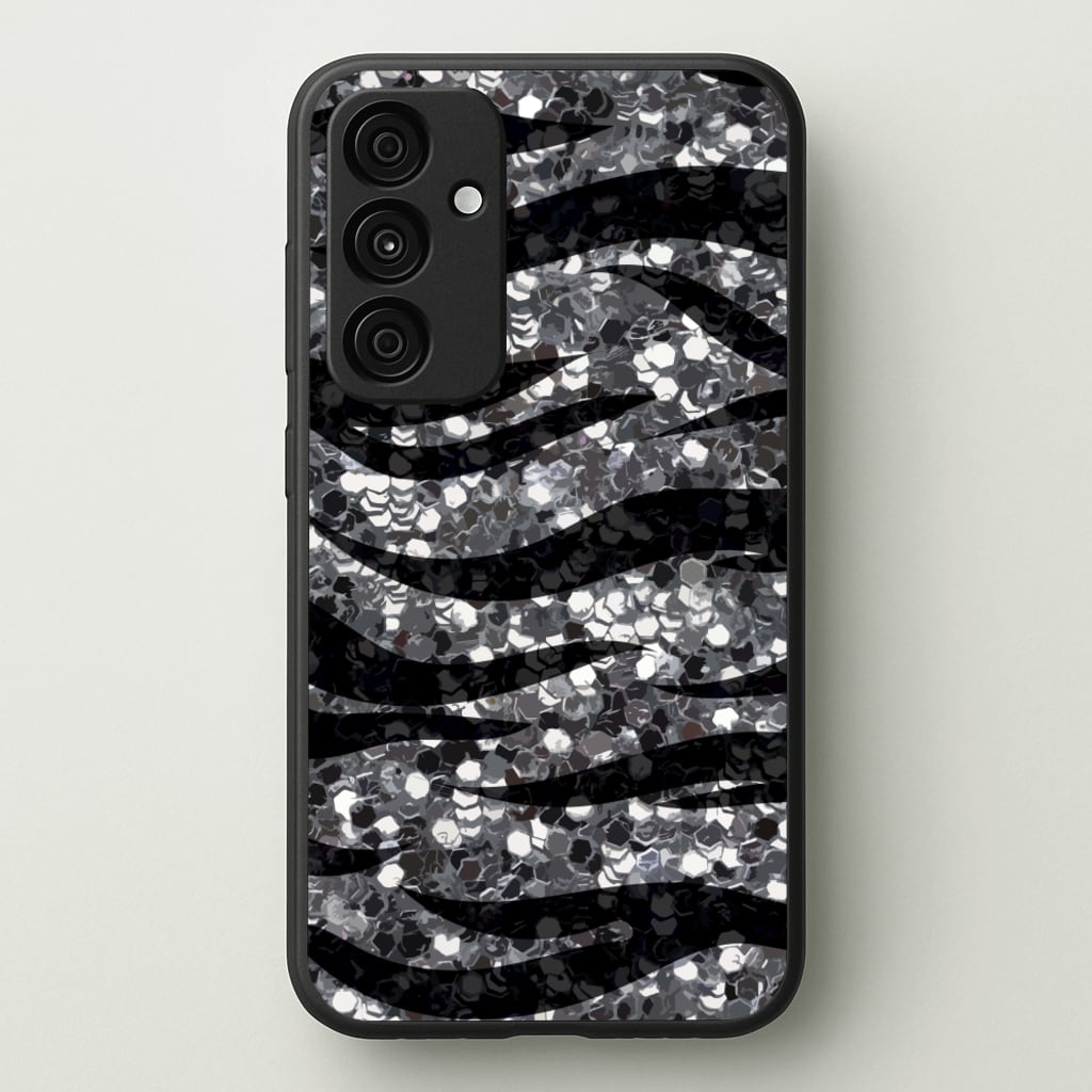 Silver Sequin Tiger Pattern  - Patterns Phone Case for Galaxy A35