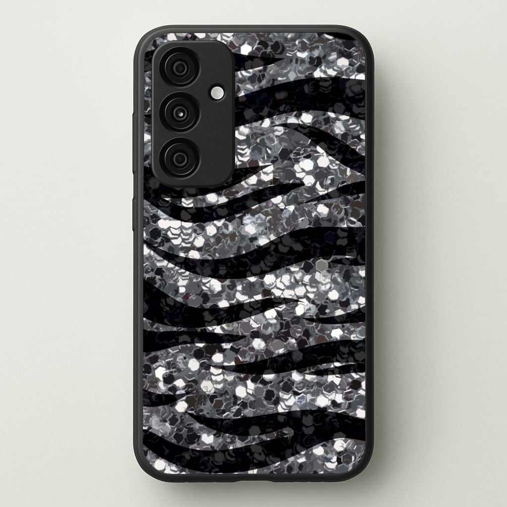 Silver Sequin Tiger Pattern  - Patterns Phone Case for Galaxy A55