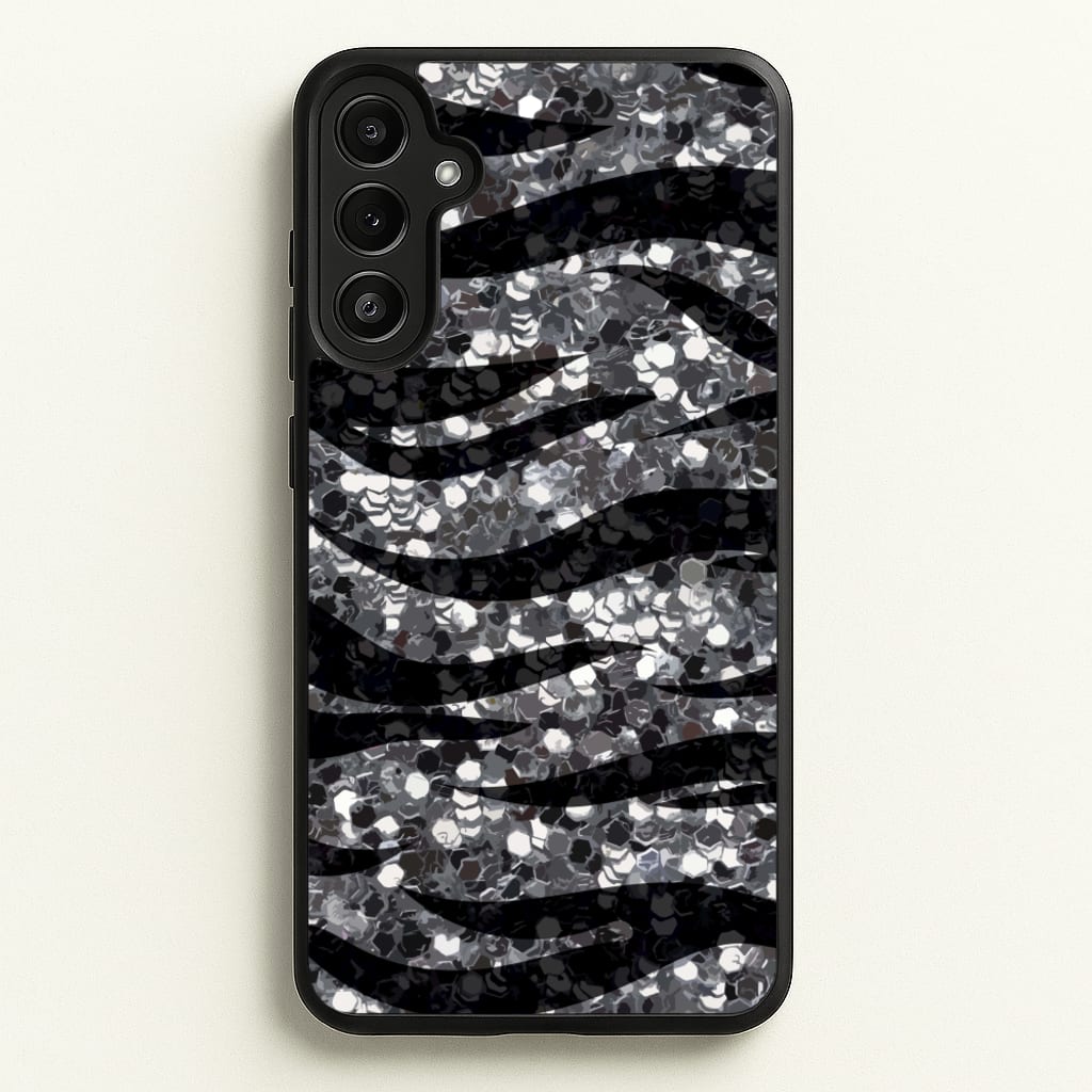 Silver Sequin Tiger Pattern  - Patterns Phone Case for Galaxy A36