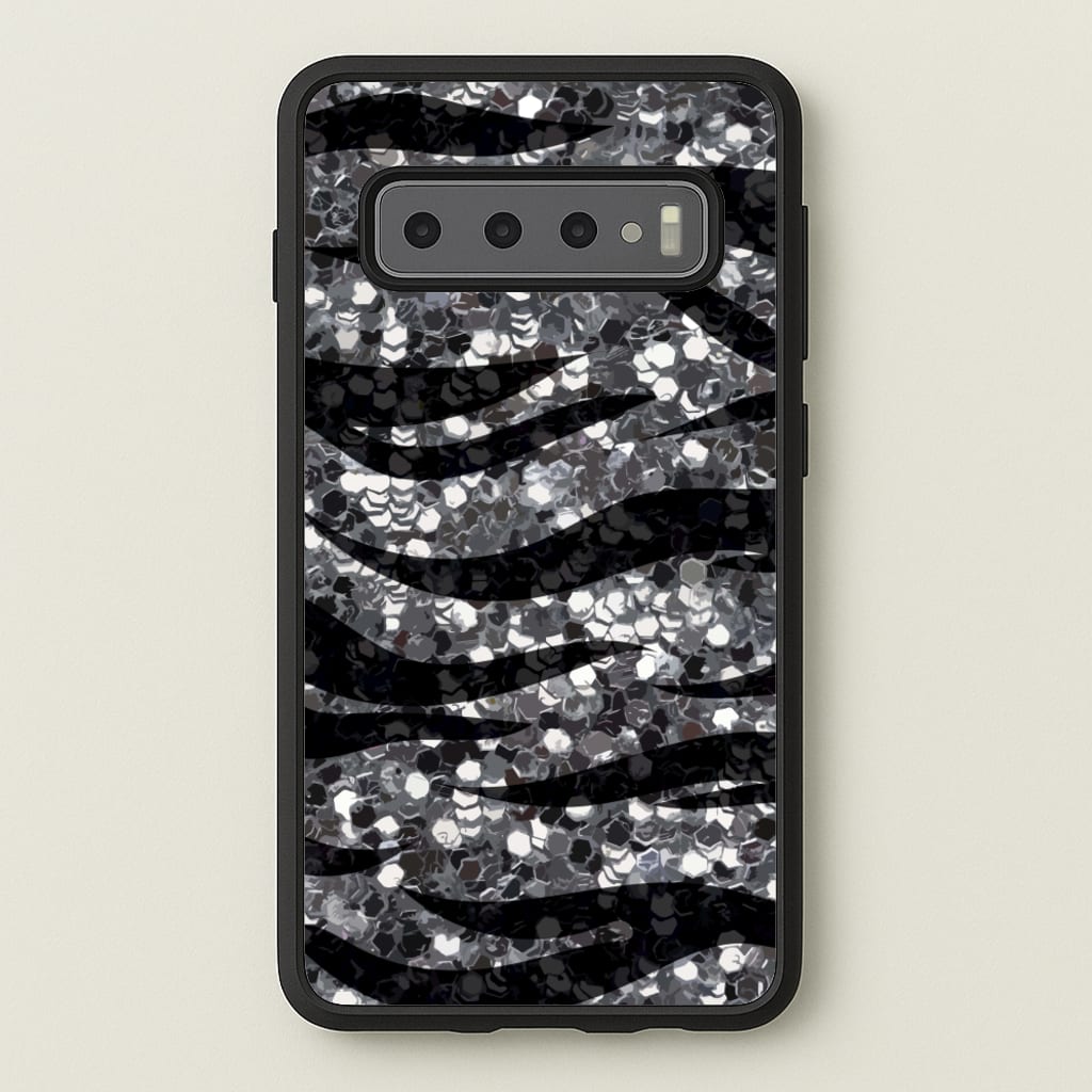 Silver Sequin Tiger Pattern  - Patterns Phone Case for Galaxy S10 Plus