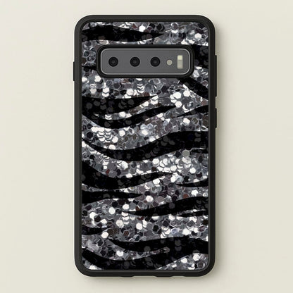 Silver Sequin Tiger Pattern  - Patterns Phone Case for Galaxy S10 Plus