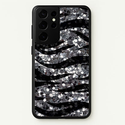 Silver Sequin Tiger Pattern  - Patterns Phone Case for Galaxy S21 Ultra