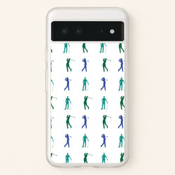 Golfer Silhouettes Pattern  - Golf Phone Case for Google Pixel 6
