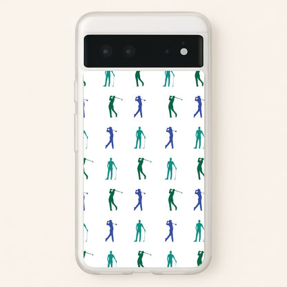 Golfer Silhouettes Pattern  - Golf Phone Case for Google Pixel 6