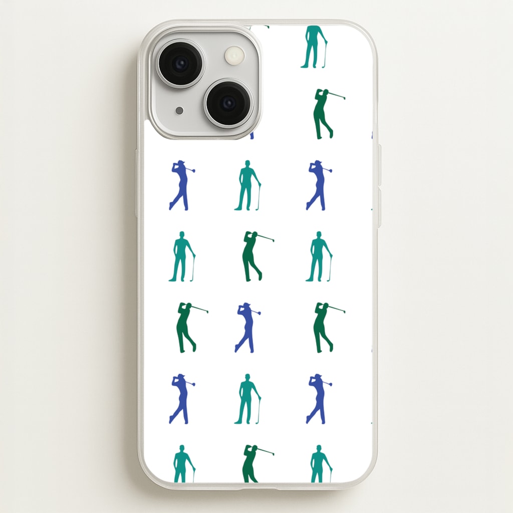 Golfer Silhouettes Pattern  - Golf Phone Case for iPhone 13 Mini