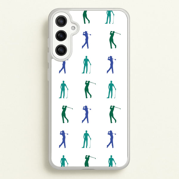 Golfer Silhouettes Pattern  - Golf Phone Case for Galaxy A34