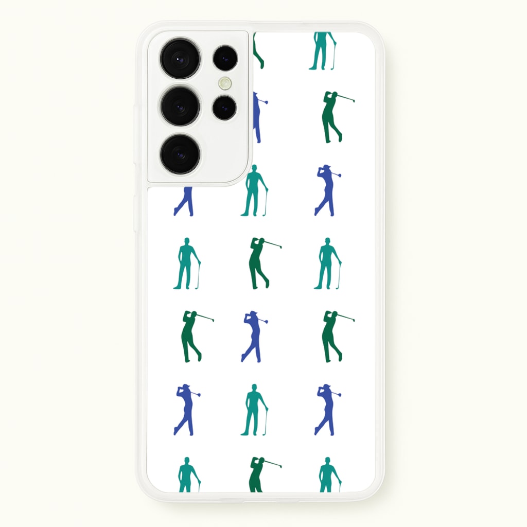 Golfer Silhouettes Pattern  - Golf Phone Case for Galaxy S21 Ultra