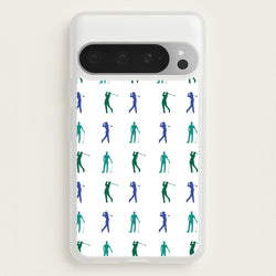 Golfer Silhouettes Pattern  - Golf Phone Case for Google Pixel 9 Pro XL