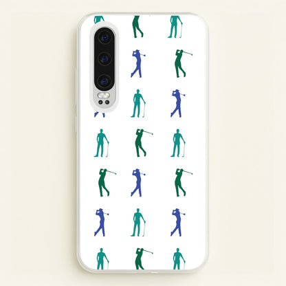 Golfer Silhouettes Pattern  - Golf Phone Case for Huawei P30