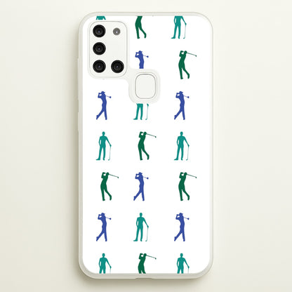 Golfer Silhouettes Pattern  - Golf Phone Case for Galaxy A21s