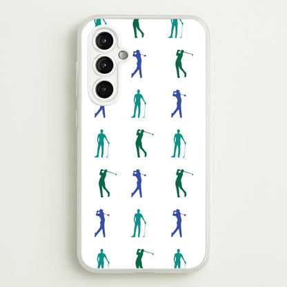 Golfer Silhouettes Pattern  - Golf Phone Case for Galaxy A14