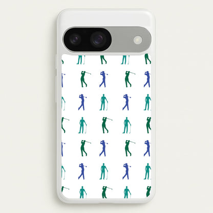 Golfer Silhouettes Pattern  - Golf Phone Case for Google Pixel 9 / 9 Pro