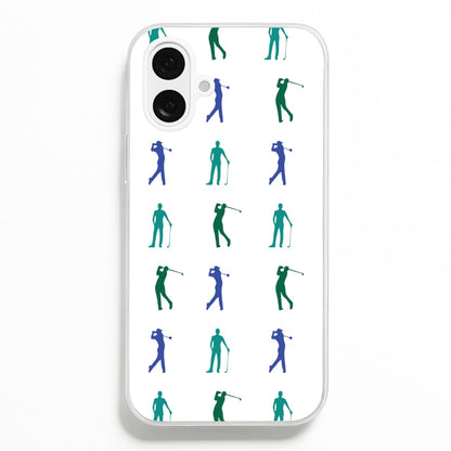 Golfer Silhouettes Pattern  - Golf Phone Case for iPhone 16 Plus