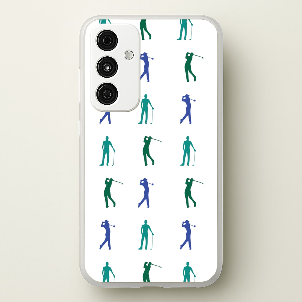 Golfer Silhouettes Pattern  - Golf Phone Case for Galaxy A35