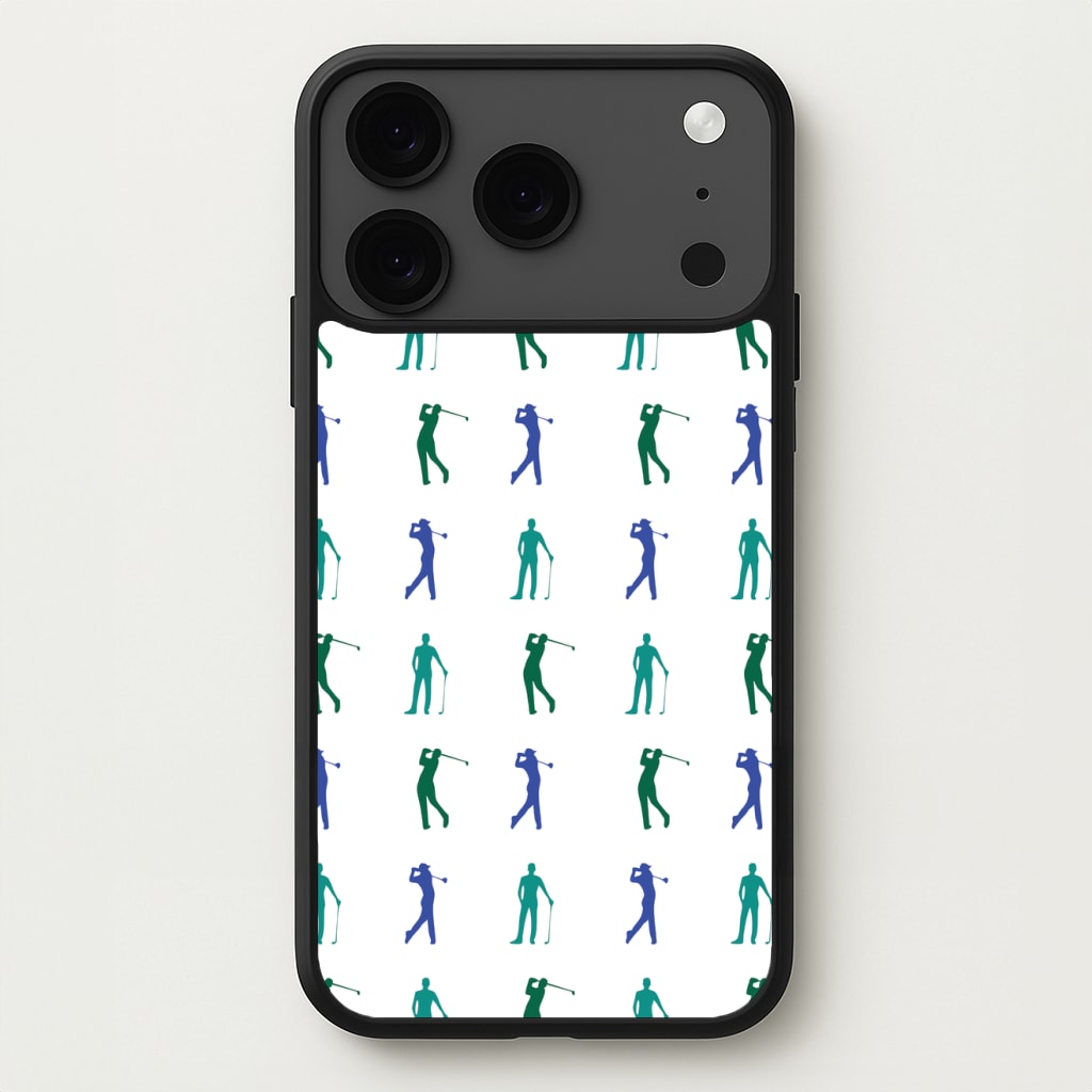 Golfer Silhouettes Pattern Phone Case for iPhone 17 Pro Max