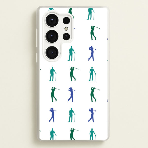 Golfer Silhouettes Pattern  - Golf Phone Case for Galaxy S25 Ultra