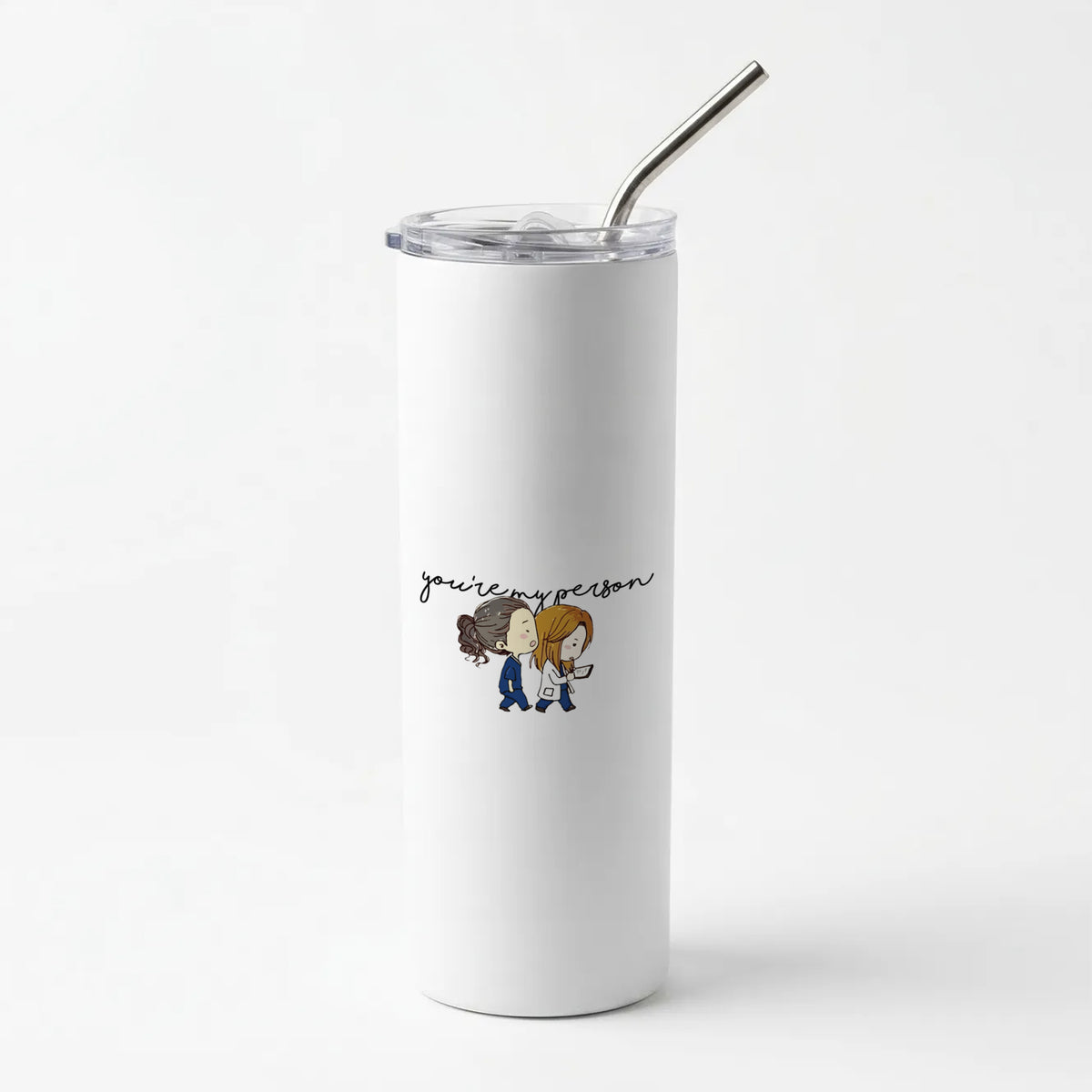 You're My Person Cartoon - Grey's Skinny Tumbler